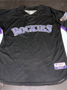 MLB Majestic Colorado Rockies 2007 World Series Baseball Jersey Size Large
